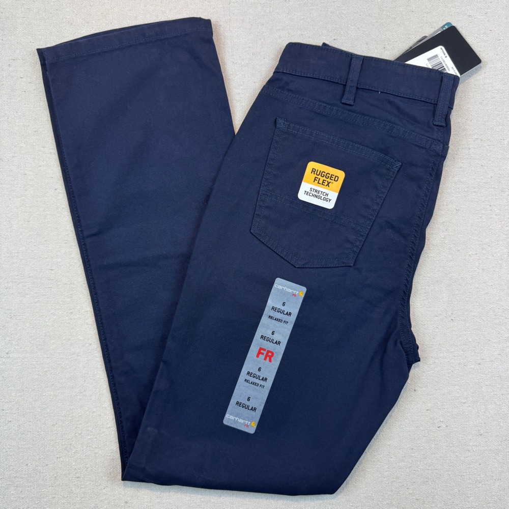 Carhartt 6 Regular FR Canvas Work Pant Womens Navy Rugged Flex 105015